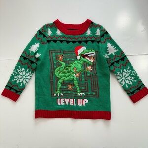 Blizzard Bay Ugly Dinosaur‎ Christmas Sweater Kids Size Small 4 Ugly Sweater
